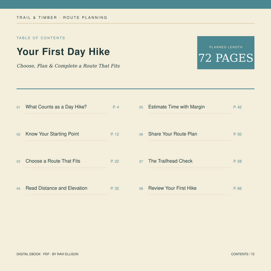 The contents pages of Your First Day Hike.